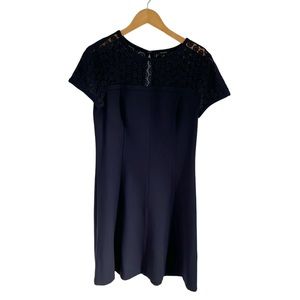 Ann Taylor Navy Blue Lace Top Accent Fit
Flare Dress Short Sleeve 10